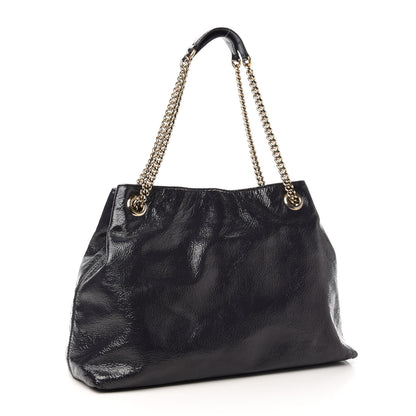 Gucci Patent Medium Soho Chain Shoulder Bag Uniform Blue 3 of 14