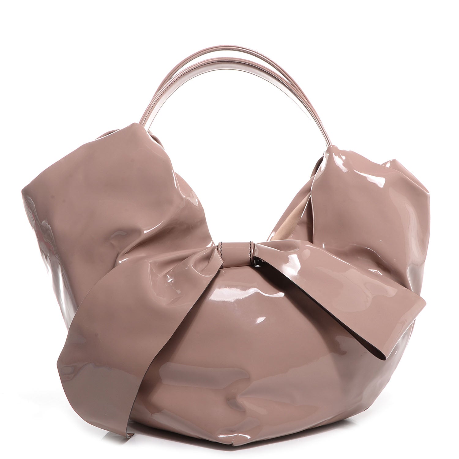 Valentino Garavani Patent Lacca 360 Bow Hobo Blush 1 of 8