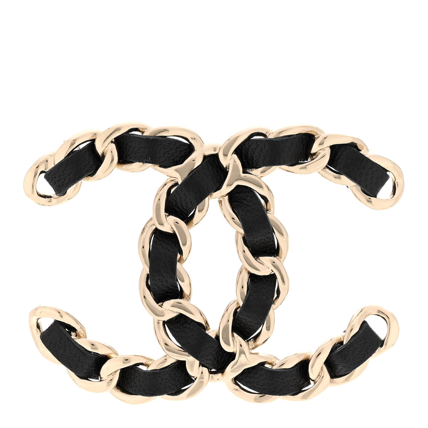 Chanel Lambskin Chain CC Brooch Black Gold 1 of 5