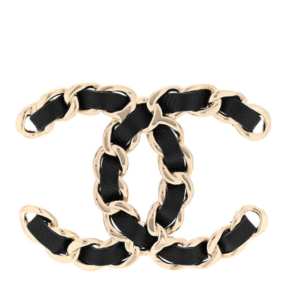 Chanel Lambskin Chain CC Brooch Black Gold 1 of 5