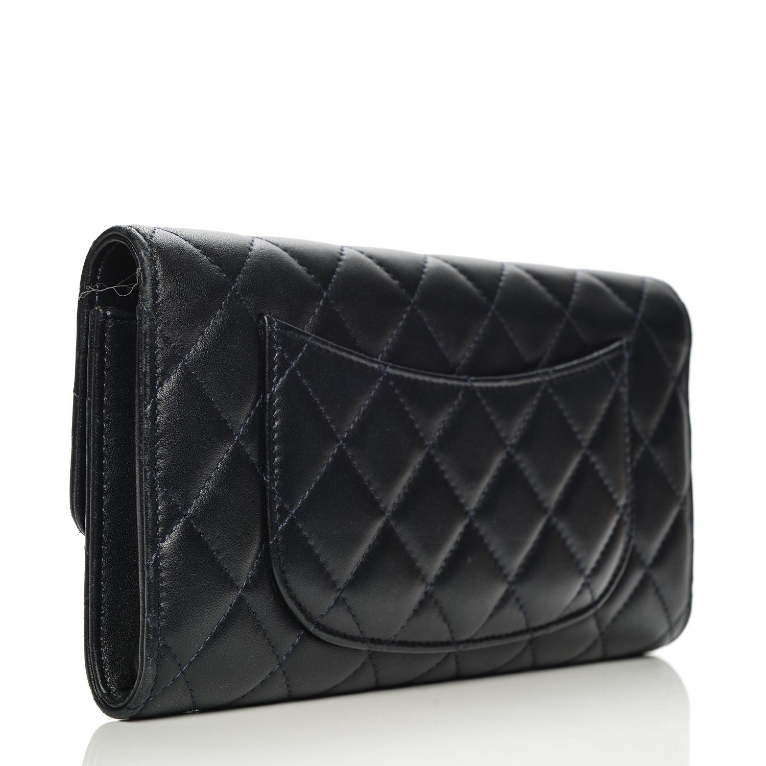 Chanel Lambskin Quilted Travel Wallet Navy 3 of 8