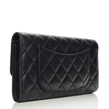 Chanel Lambskin Quilted Travel Wallet Navy 3 of 8