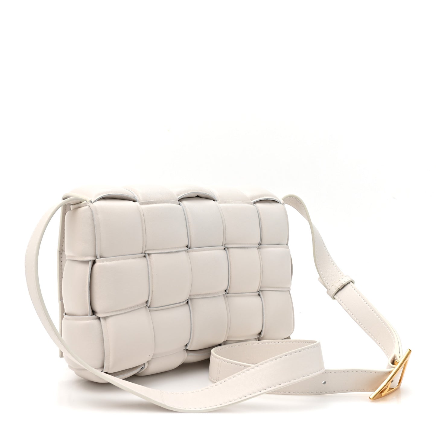 Nappa Maxi Intreccio Padded Cassette Crossbody Bag Chalk