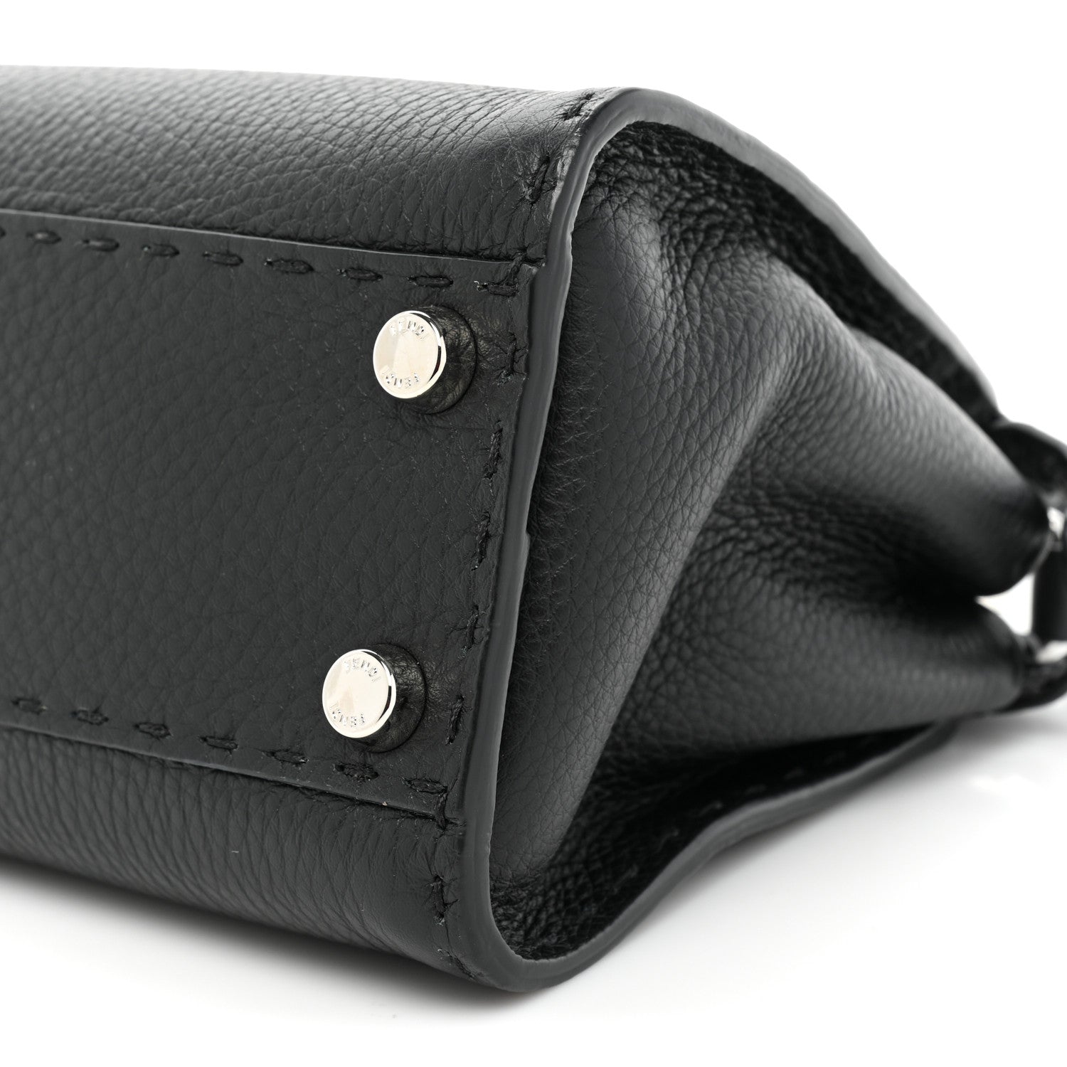 Fendi Cuoio Romano Selleria Bi-Color Mini Peekaboo Iconic Satchel Black Mou 8 of 9