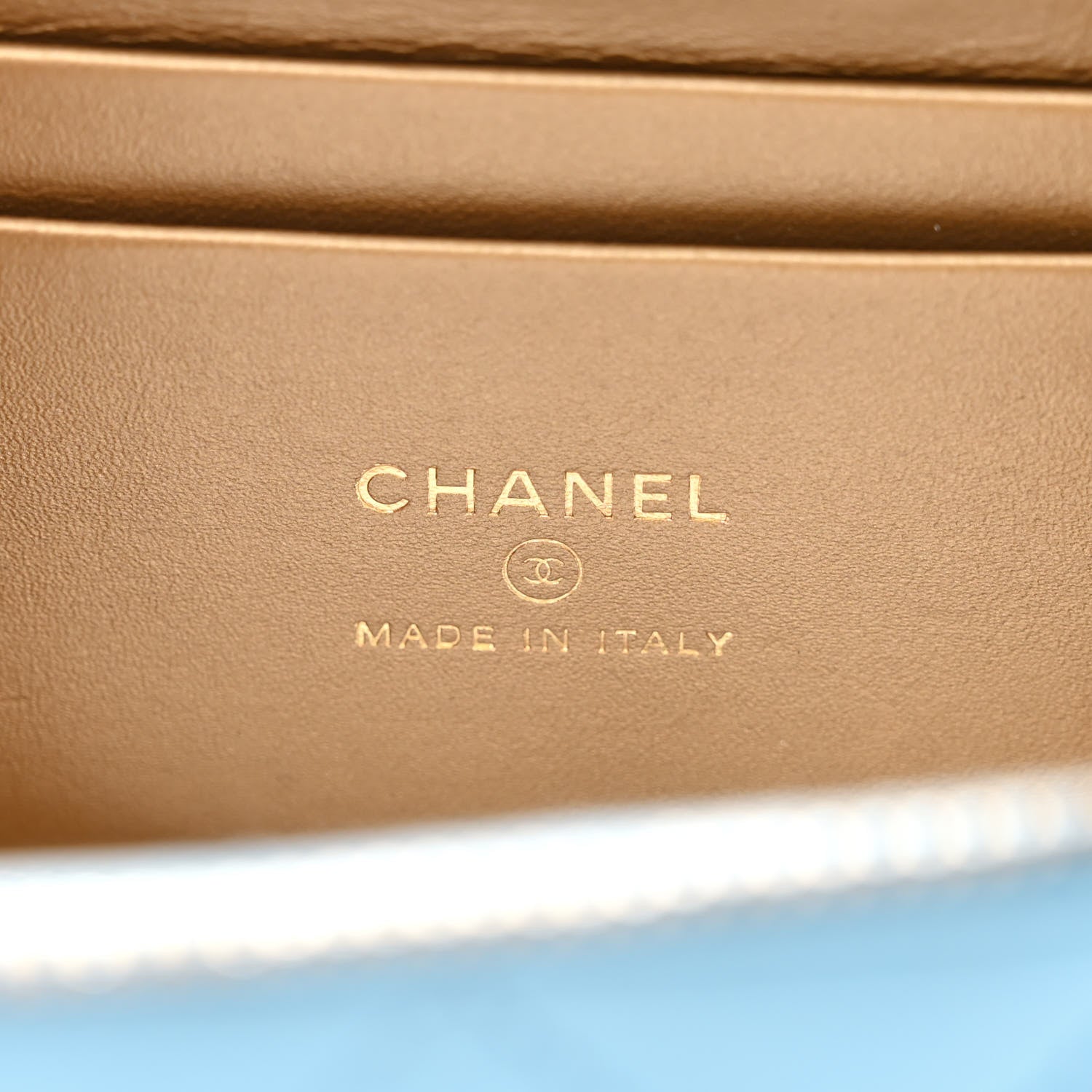 Chanel Lambskin Quilted Pearl Crush Small Vanity Case With Chain Light Blue 6 of 10