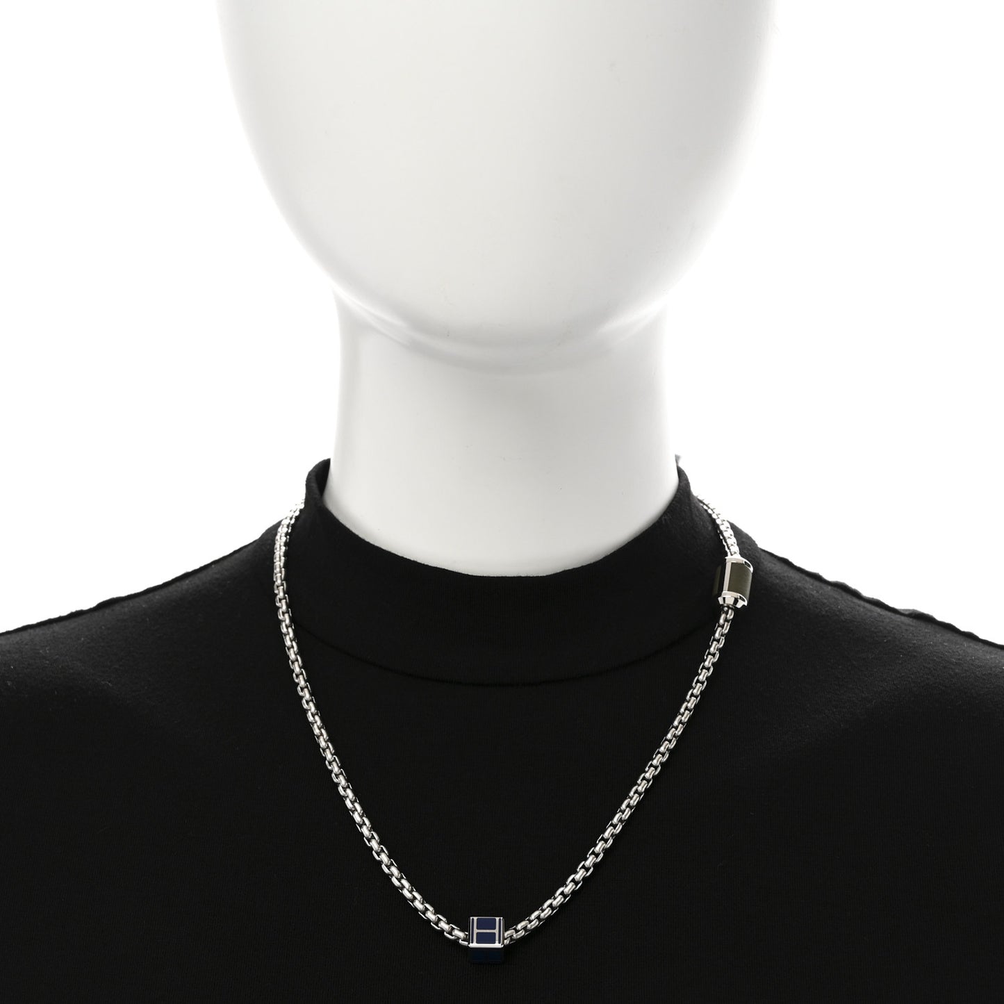 Palladium Buffalo Horn Swift Meli-Melo Necklace Vert Veronese Bleu Saphir