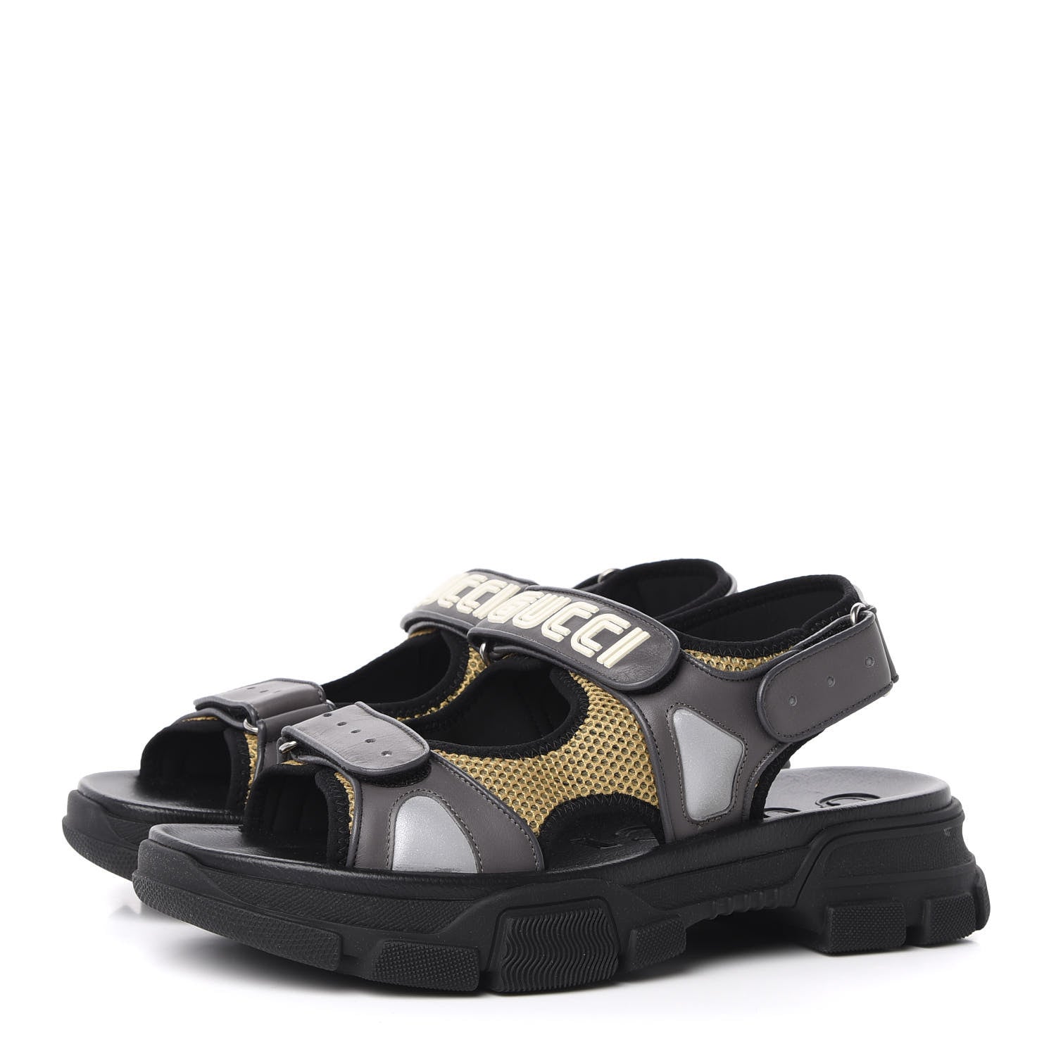 Gucci X SEGA Nappa Mesh Mens Aguru Sandals 11 Loess Black 3 of 9