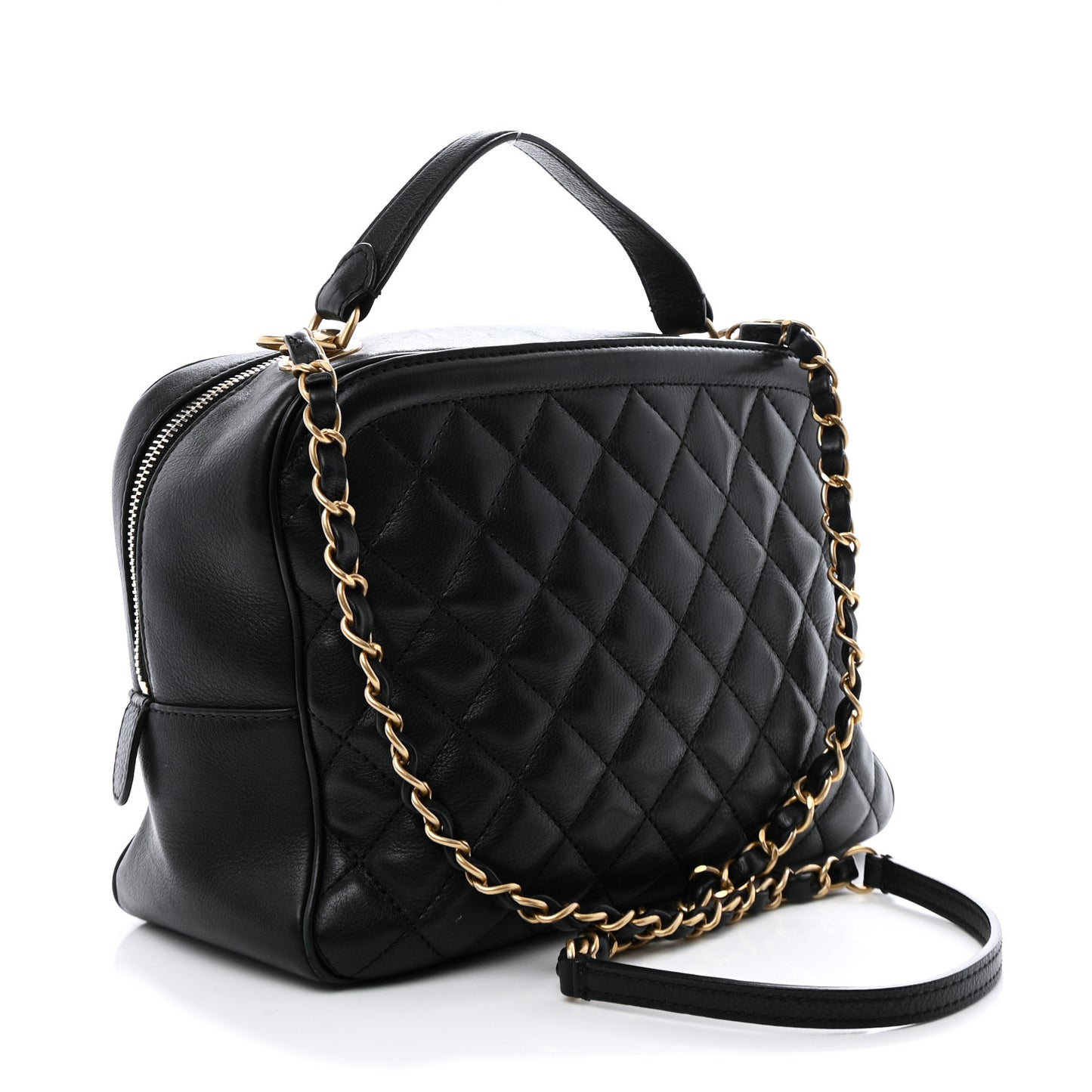 Calfskin Quilted CC Medium Vanity Case Black