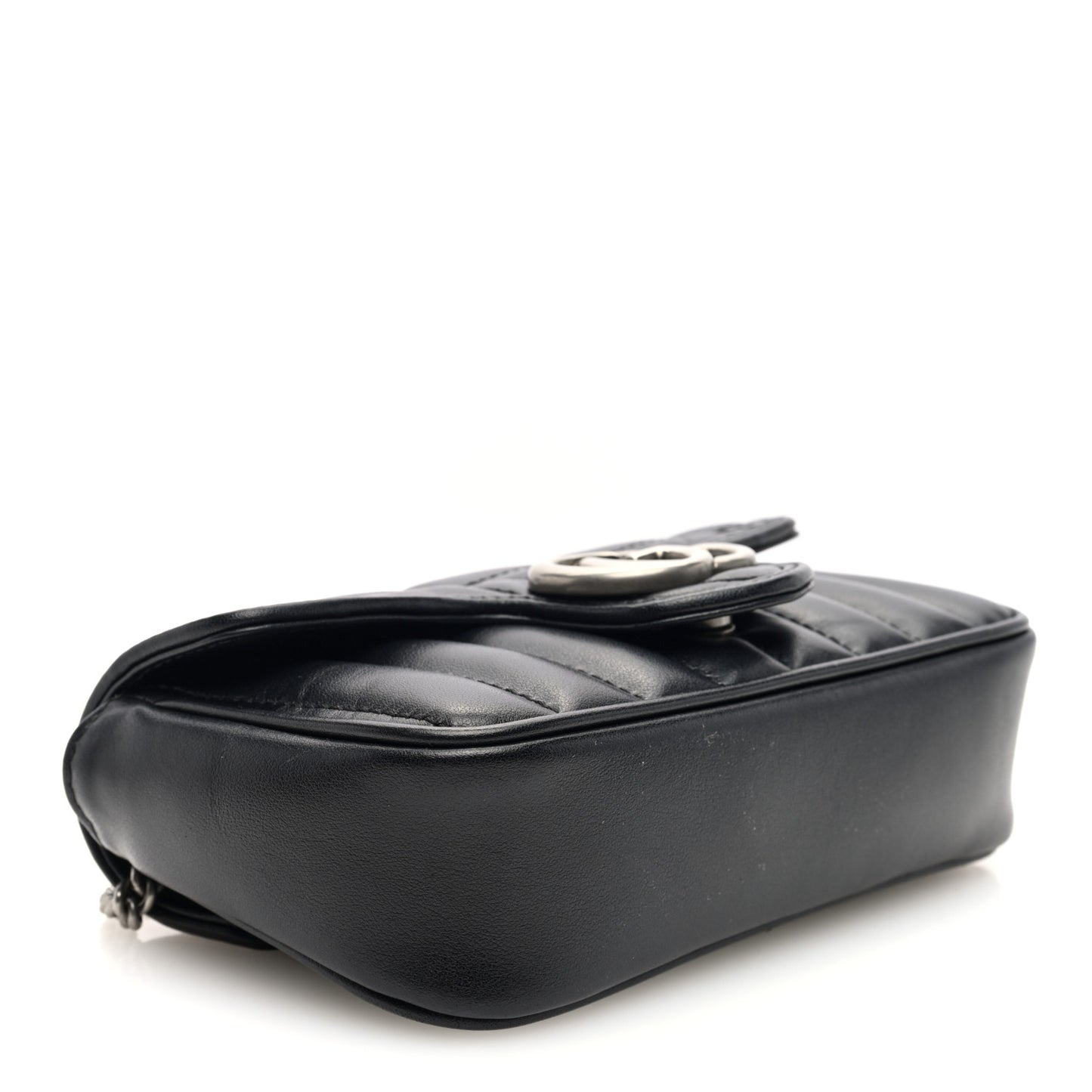 Calfskin Matelasse Aria Super Mini GG Marmont Shoulder Bag Black
