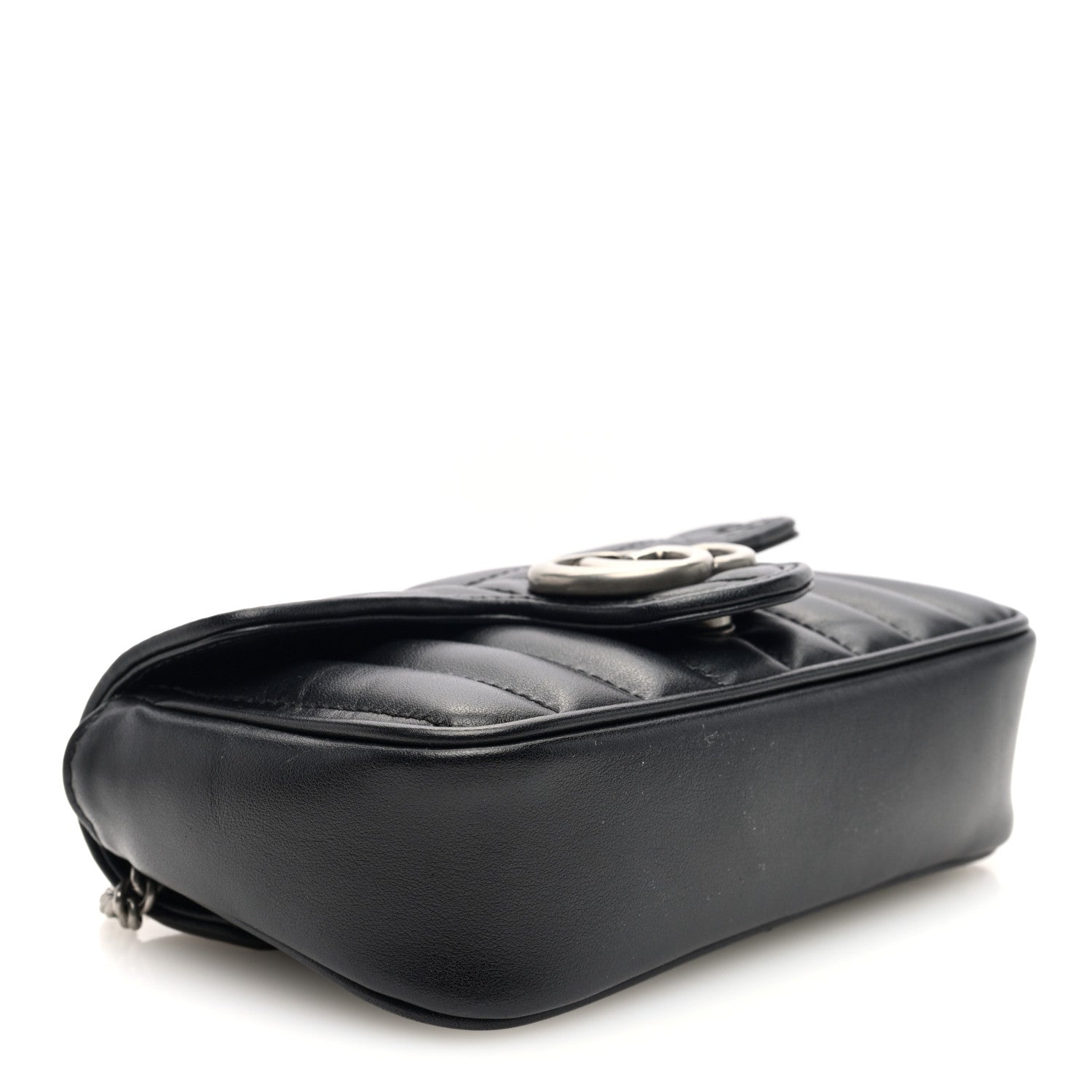 Gucci Calfskin Matelasse Aria Super Mini GG Marmont Shoulder Bag Black 4 of 10