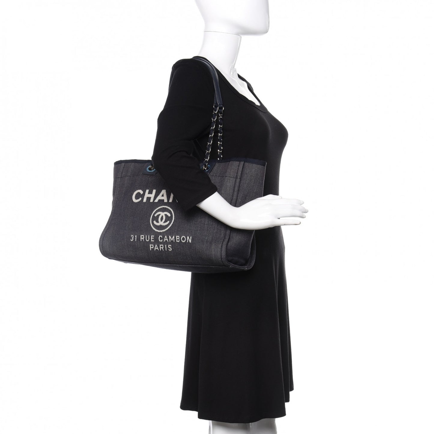 Denim Small Deauville Tote Dark Blue