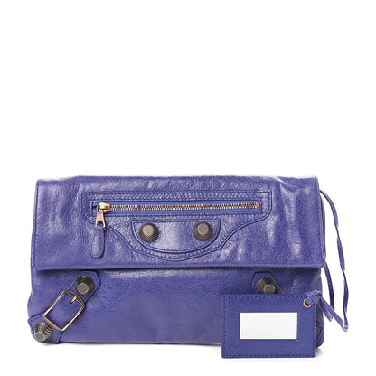 Balenciaga Agneau Giant 21 Rose Gold Hardware Envelope Clutch Bleu Lavande 1 of 7