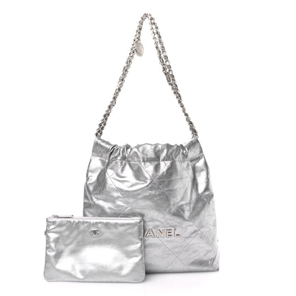 Chanel Metallic Calfskin Quilted Small Chanel 22 Silver 3 of 13