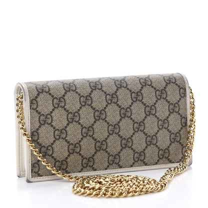 Gucci GG Supreme Monogram Azalea Calfskin Horsebit 1955 Wallet On Chain Beige Ebony Mystic White 3 of 12