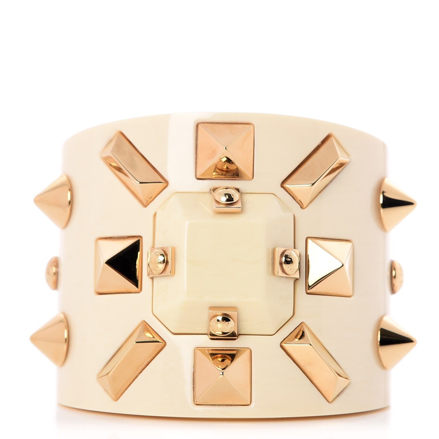 Louis Vuitton Resin Studded Runway Wide Cuff Ivory 1 of 4