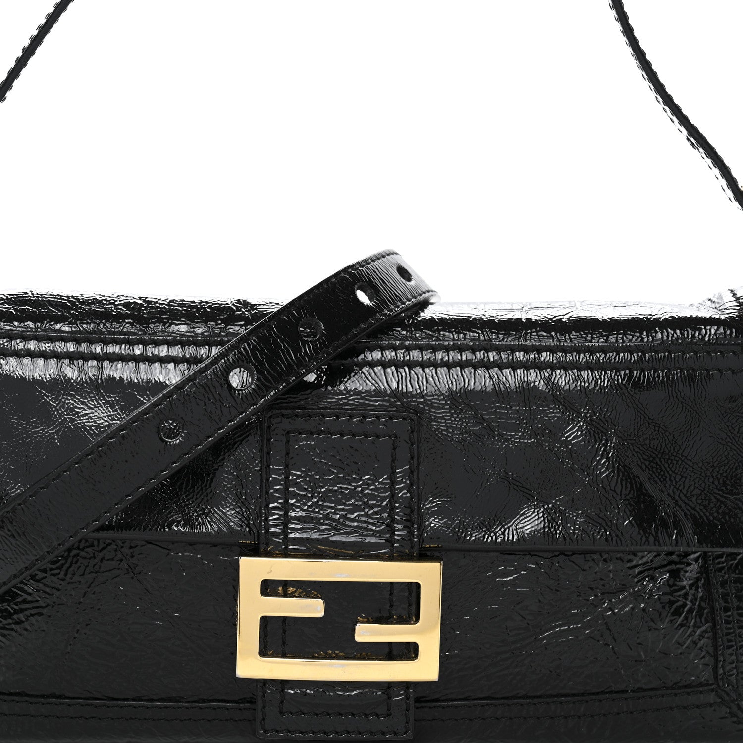 Fendi Vitello Naplak Medium Convertible Baguette Black 7 of 9