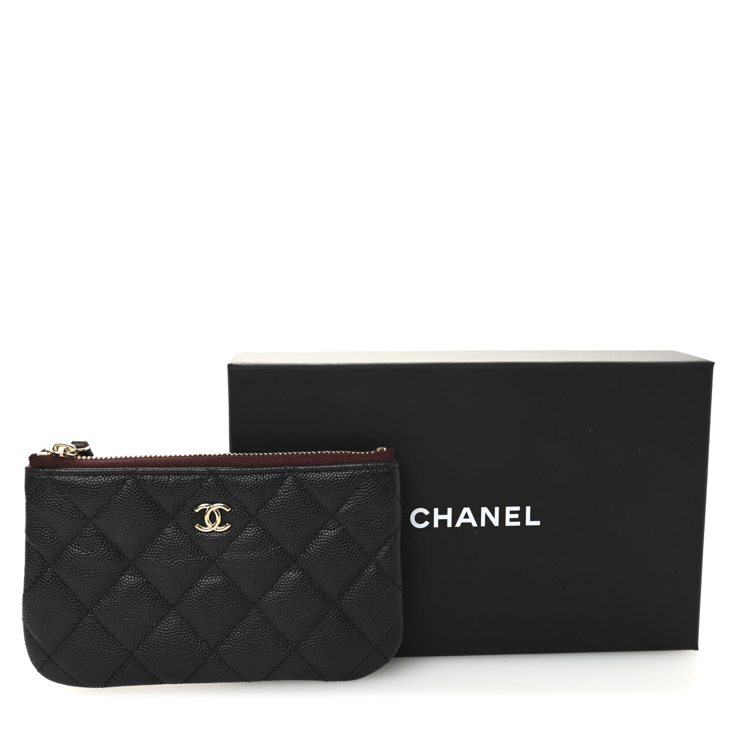 Caviar Quilted Small Cosmetic Case Black