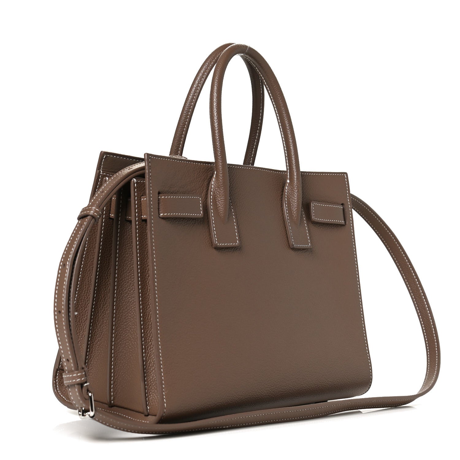 Saint Laurent Grained Calfskin Topstich Baby Sac De Jour Taupe 3 of 11