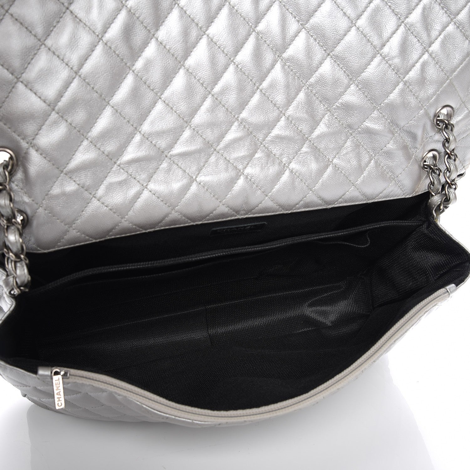Chanel Metallic Caviar Quilted XXL Travel Flap Bag Silver 5 of 7