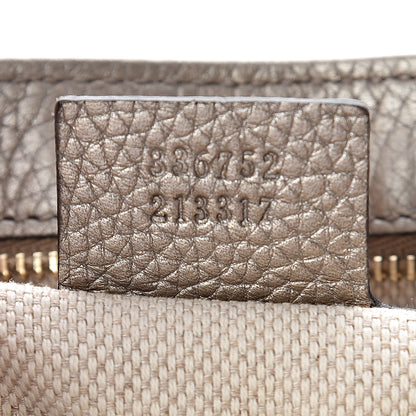 Gucci Metallic Pebbled Calfskin Medium Soho Flap Crossbody Golden Beige 7 of 9