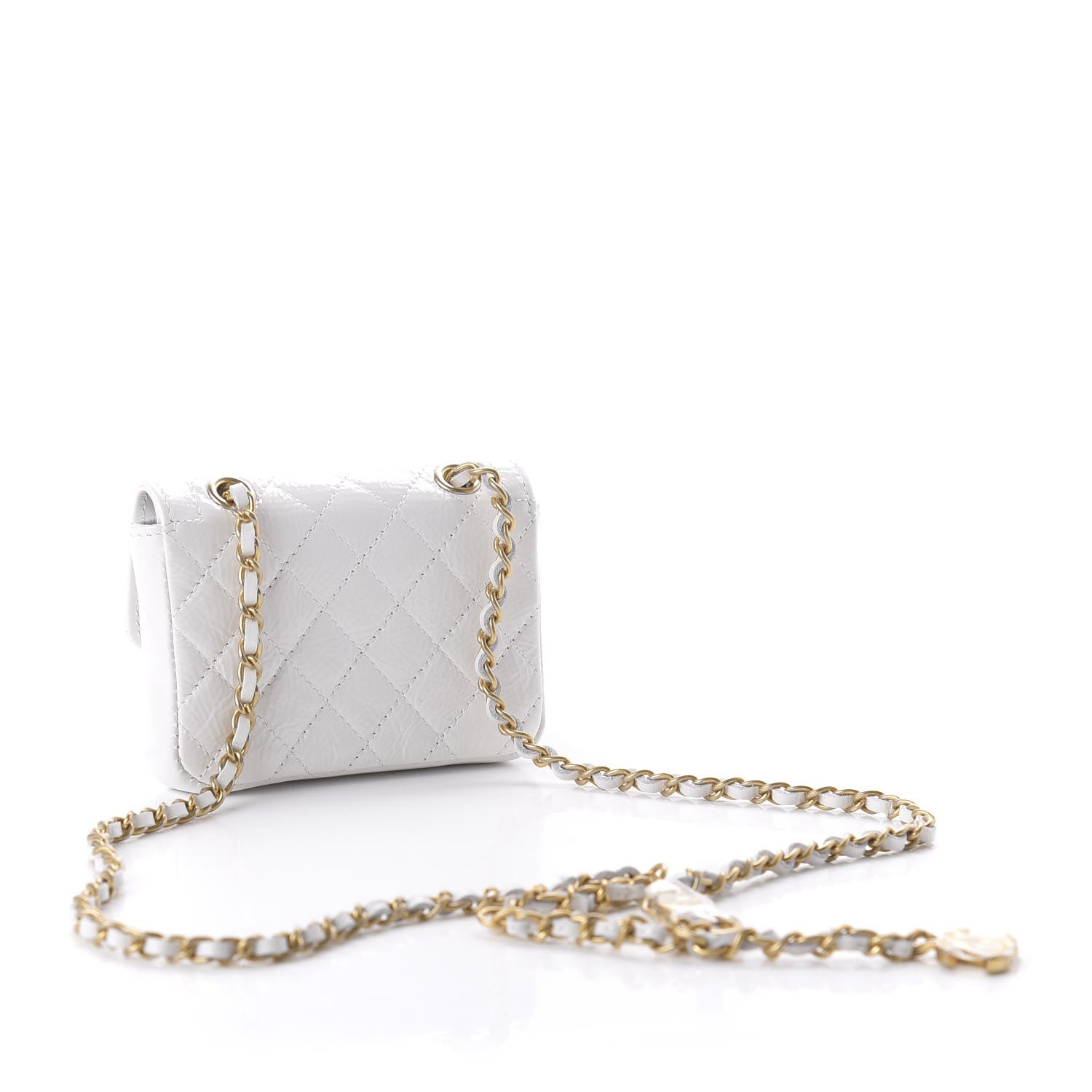 Chanel Patent Quilted Chain Waist Bag White 3 of 12