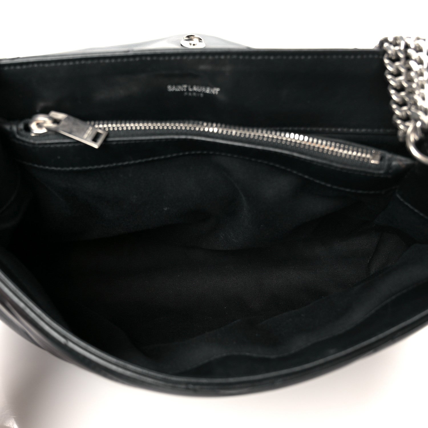 Saint Laurent Calfskin Y Quilted Monogram Medium Loulou Chain Satchel Black 5 of 11