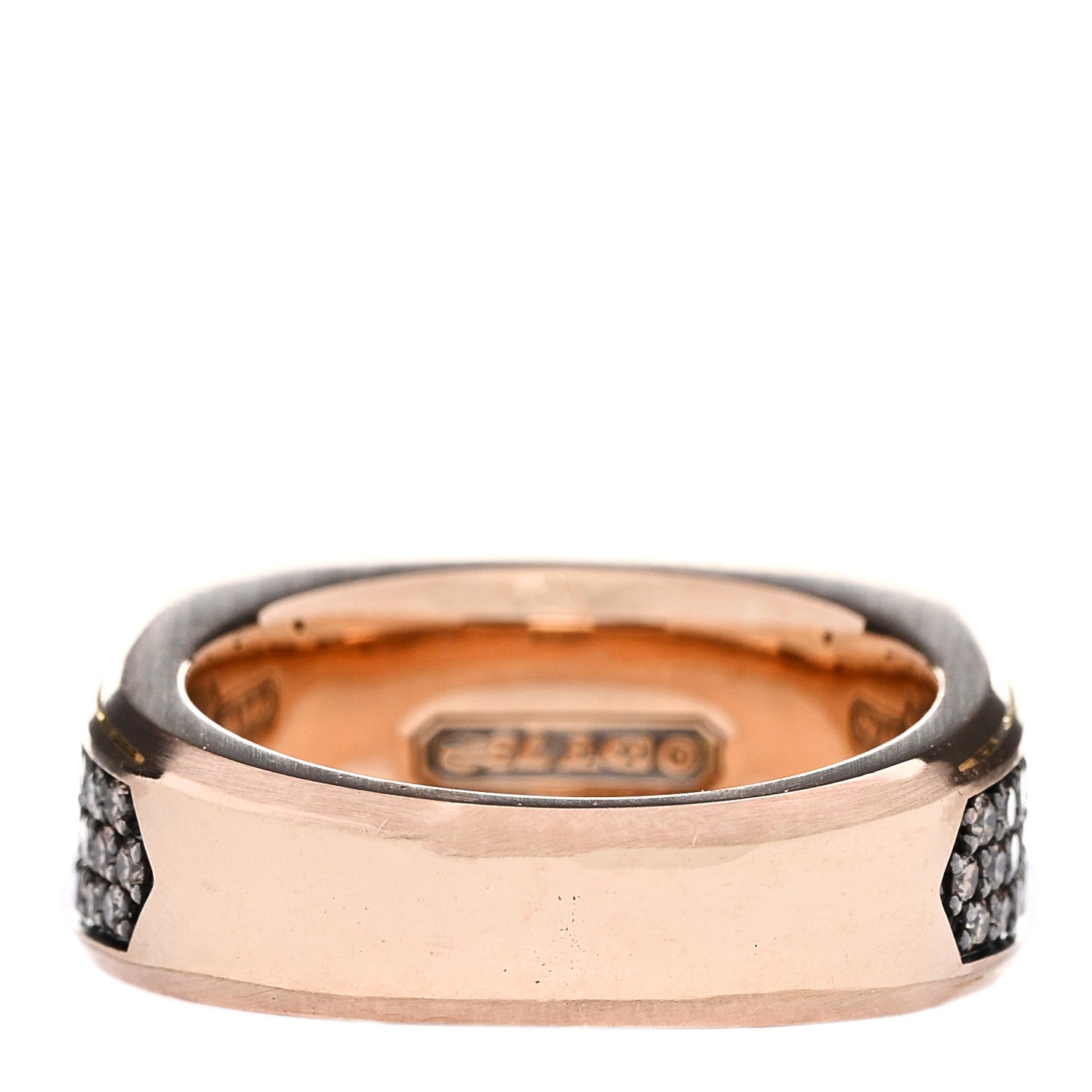 David Yurman 18K Rose Gold Cognac Diamond 10mm Streamline Signet Ring 60 9 3 of 5