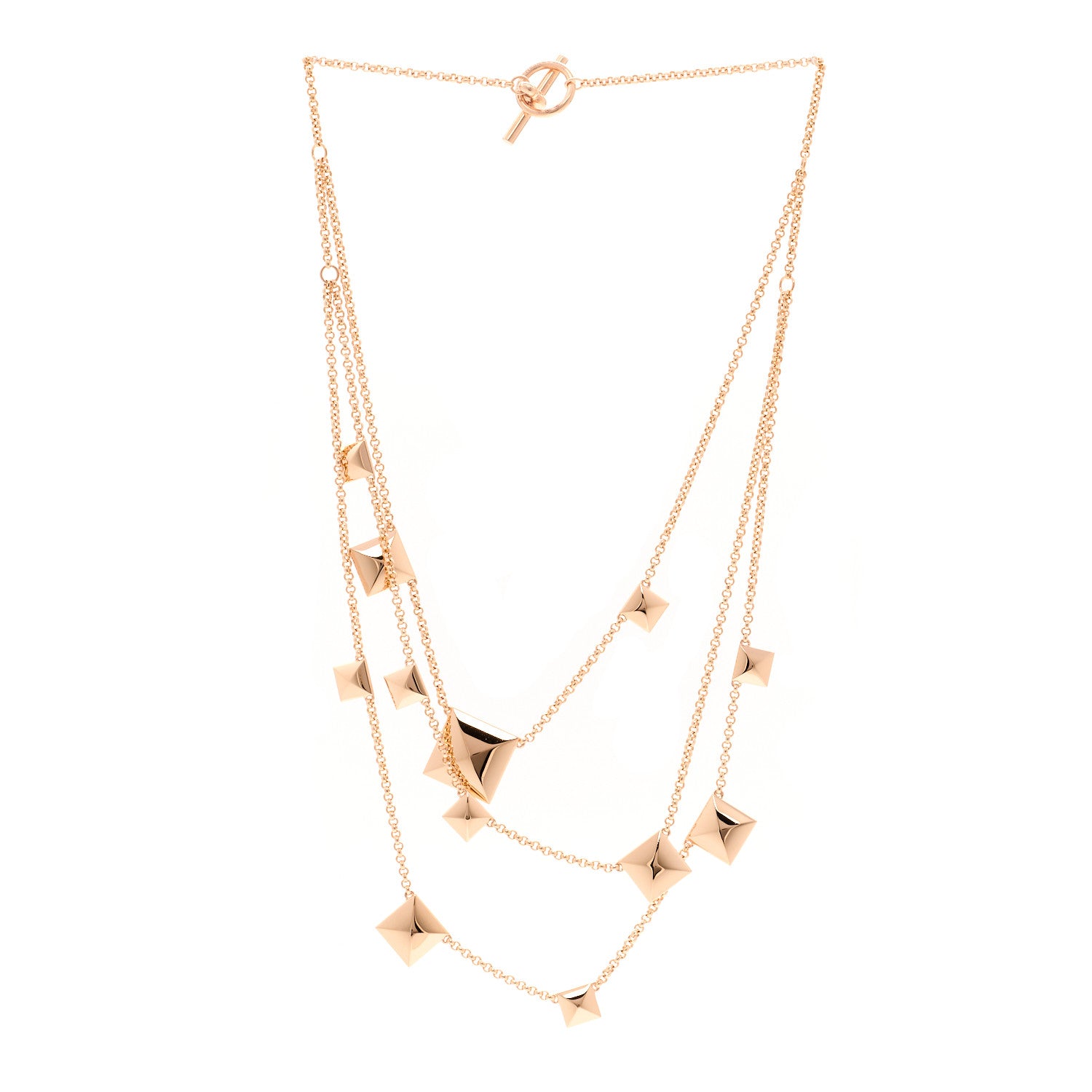 Hermes 18K Rose Gold Clou d'H Multistrand Necklace 3 of 5