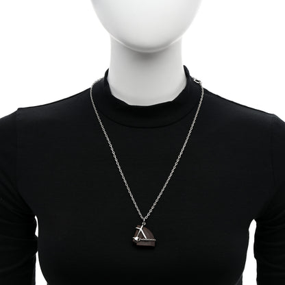 Hermes Vulcanium Cheval Necklace Silver Brun 2 of 4