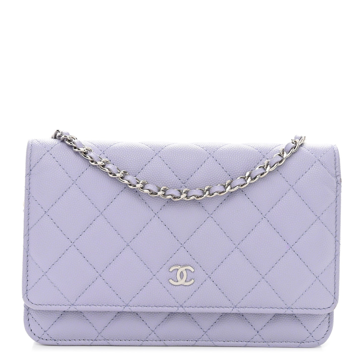 Caviar Quilted Wallet on Chain WOC Light Purple
