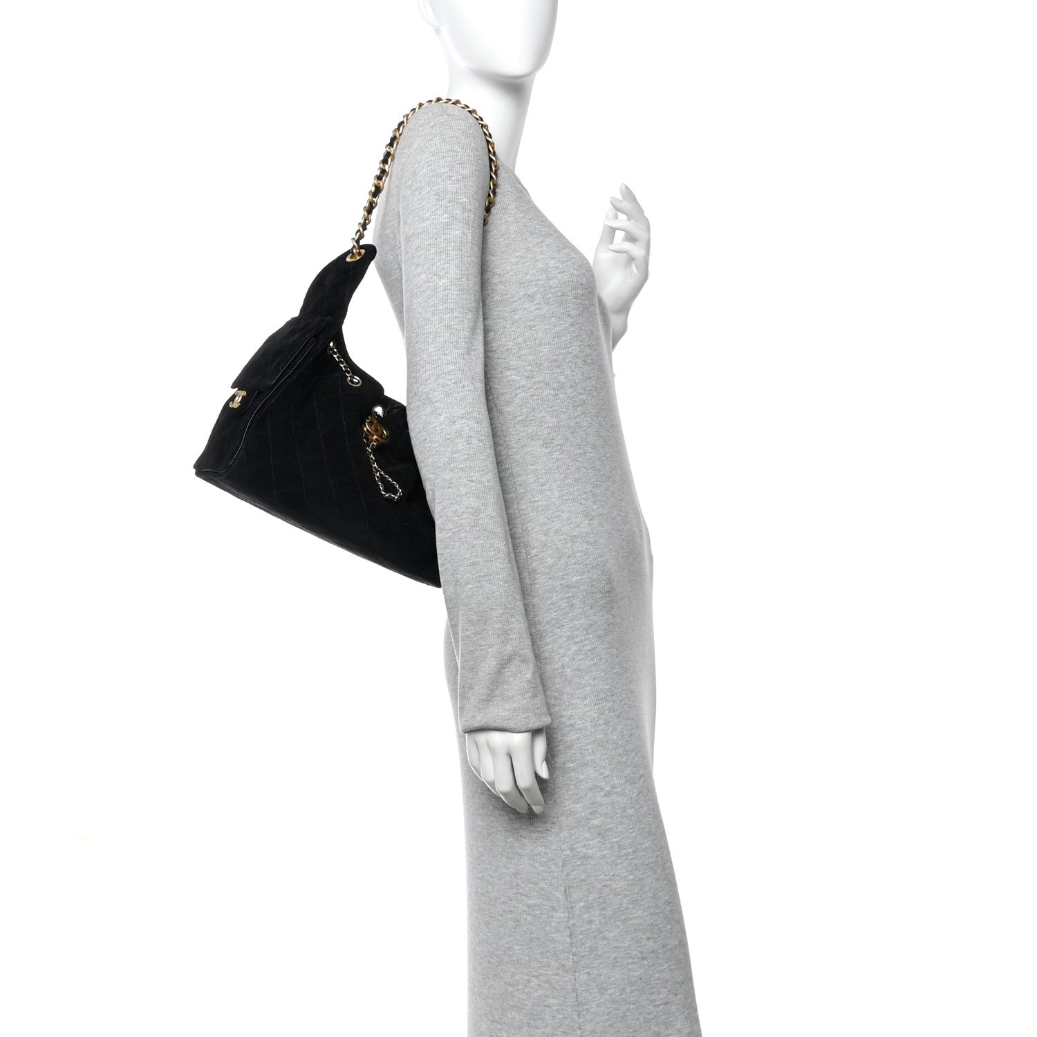 Chanel Suede Quilted Small Chanel 25 Handbag Black 2 of 13