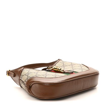 Gucci GG Supreme Monogram Azalea Calfskin Web Mini Jackie 1961 Hobo Beige Ebony Brown Sugar 4 of 10