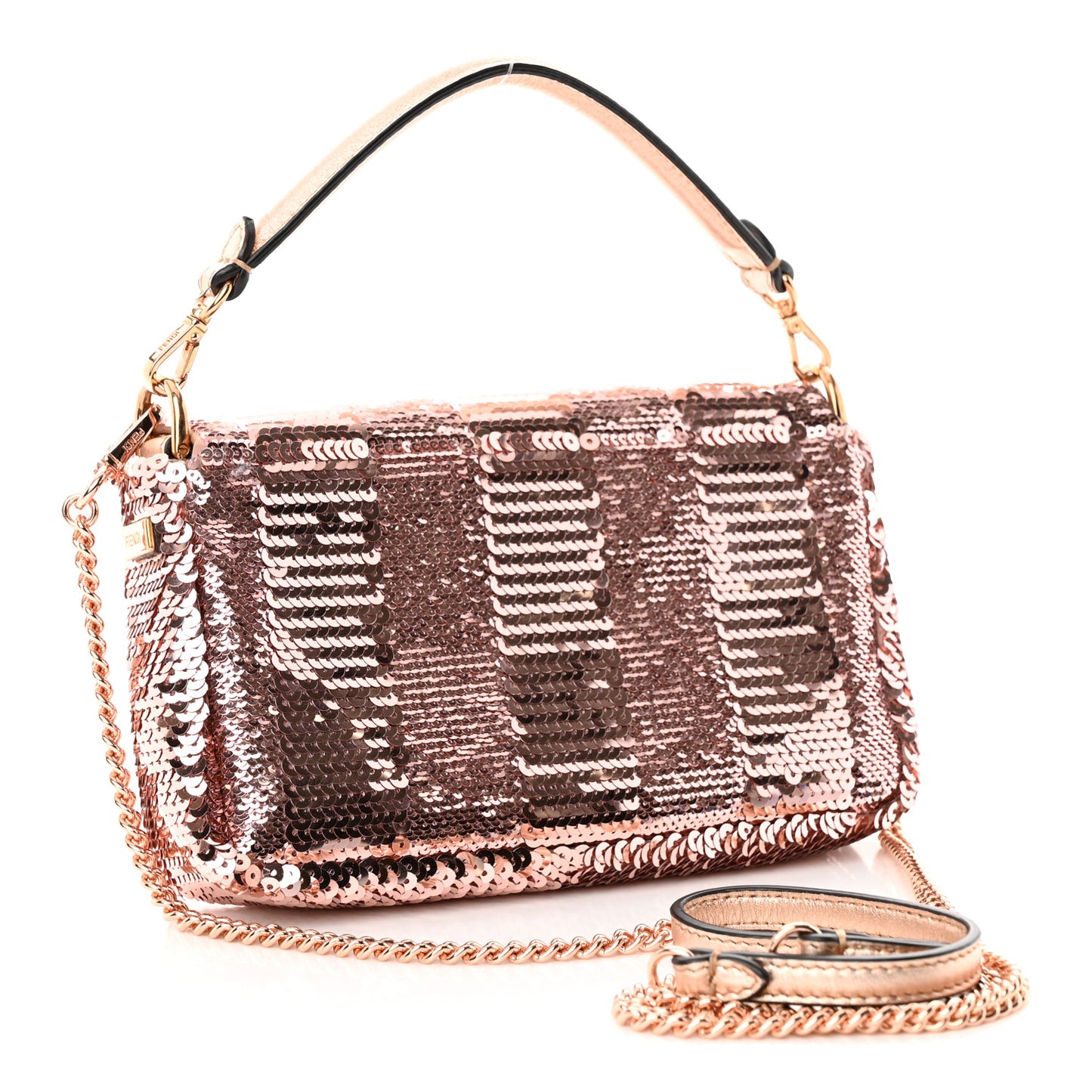Sequin Metallic Nappa Pequin Mini Baguette Rame