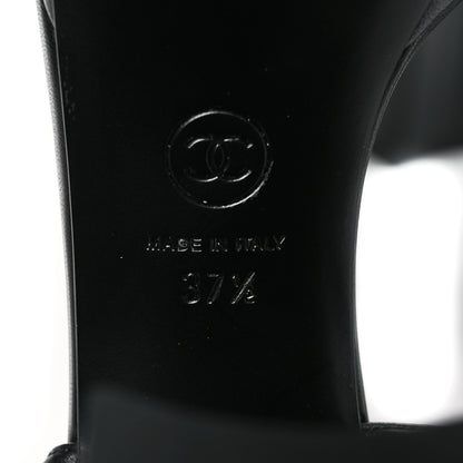 Chanel Lambskin Logo Platform Sandals 37.5 Black 8 of 10