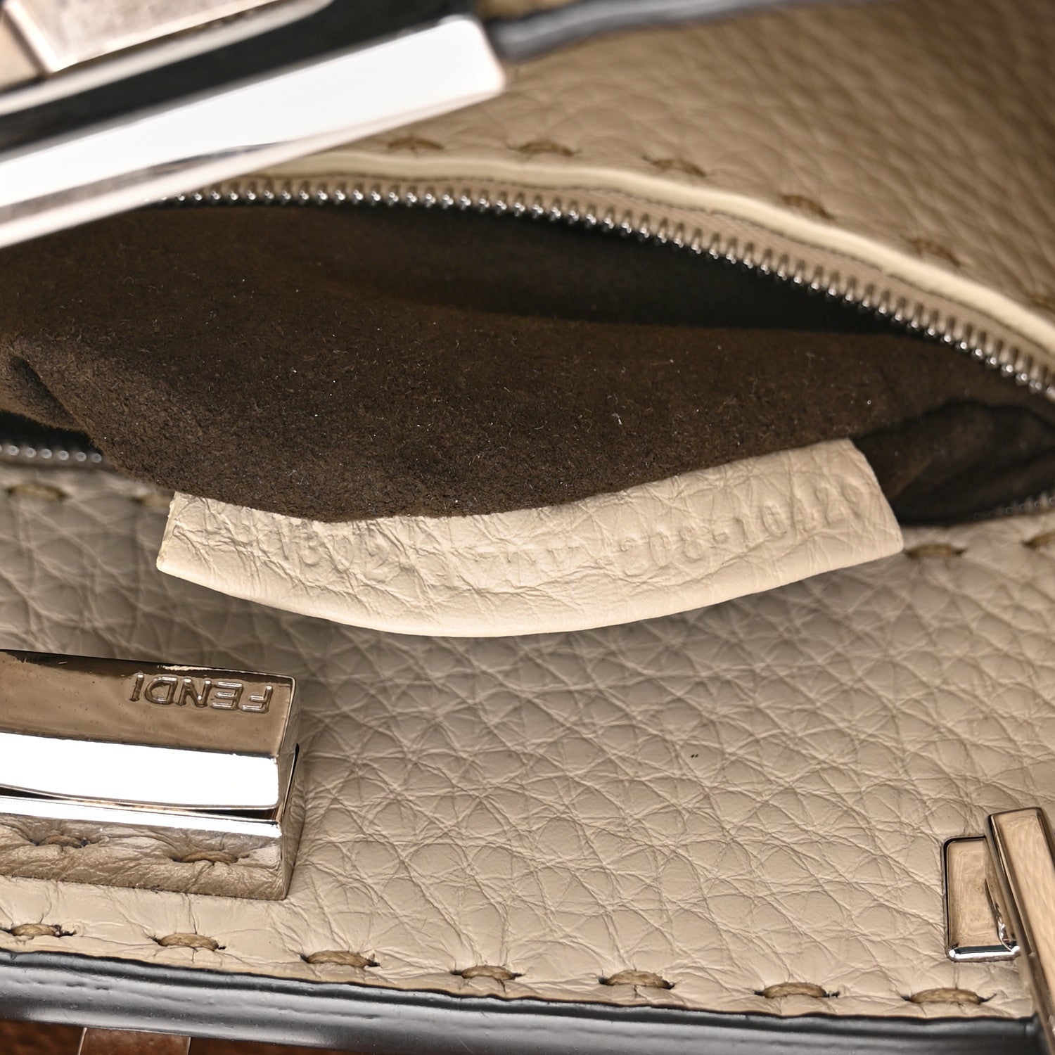 Fendi Cuoio Romano Selleria Medium Peekaboo Iconic Essentially Satchel Paglia Latte Mou 8 of 11