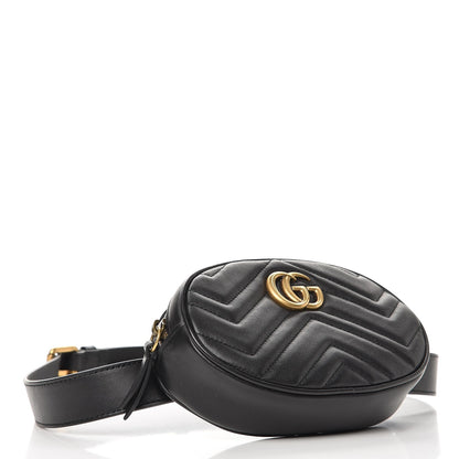 Gucci Calfskin Matelasse GG Marmont Belt Bag 95 38 Black 4 of 8