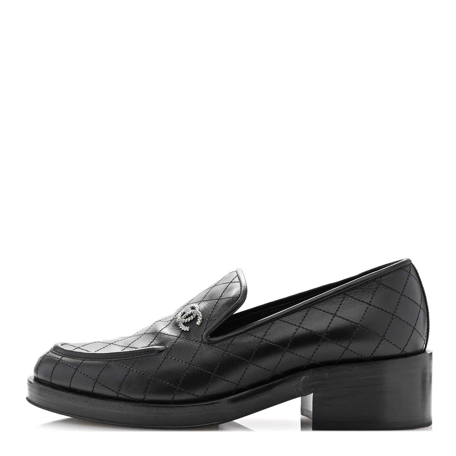 Chanel Calfskin Stitched CC Loafers 39 Black 1 of 11