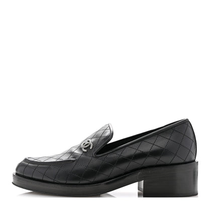 Chanel Calfskin Stitched CC Loafers 39 Black 1 of 11