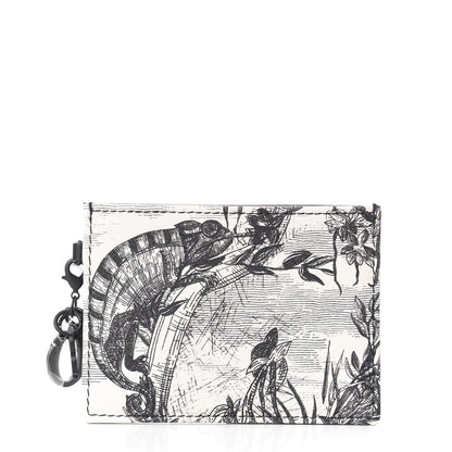 Christian Dior Calfskin Toile de Jouy Carnivora Card Holder Black White 1 of 7