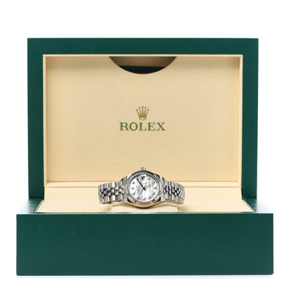 Rolex Stainless Steel 18K White Gold Diamond Mother of Pearl 28mm Oyster Perpetual Datejust Watch 279174 6 of 6