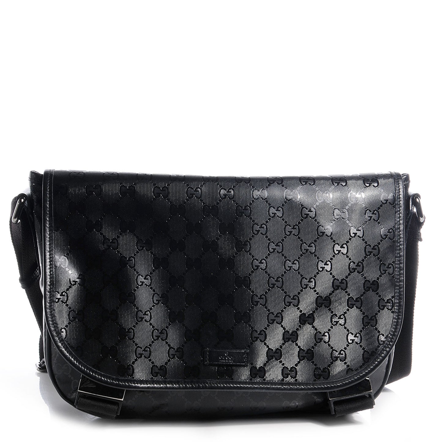 Imprime Monogram Medium Double Buckle Flap Messenger Bag Black