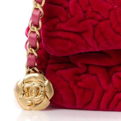 Chanel Velvet Camellia Embossed Mini Square Flap Fushia 9 of 12