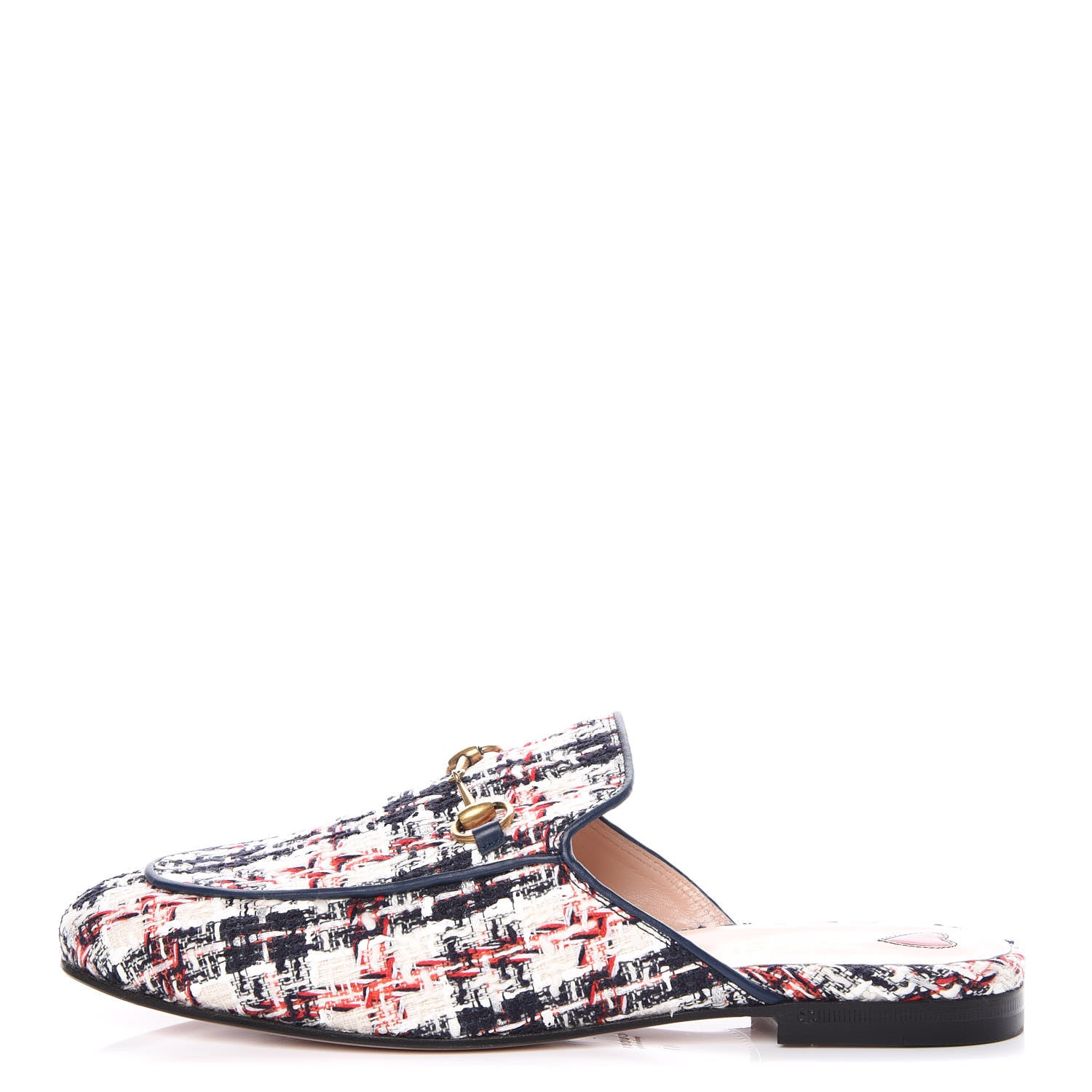 Gucci Tweed Check Womens Princetown Slippers 41 Gardenia Ink Blue Agata 1 of 9