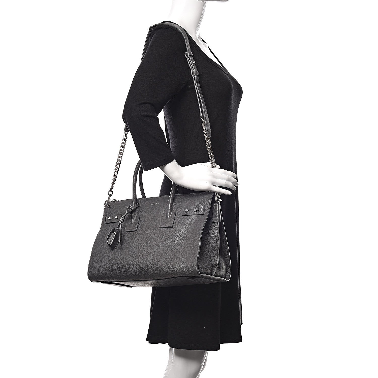 Saint Laurent Grained Calfskin Small Supple Sac De Jour Grey 2 of 15