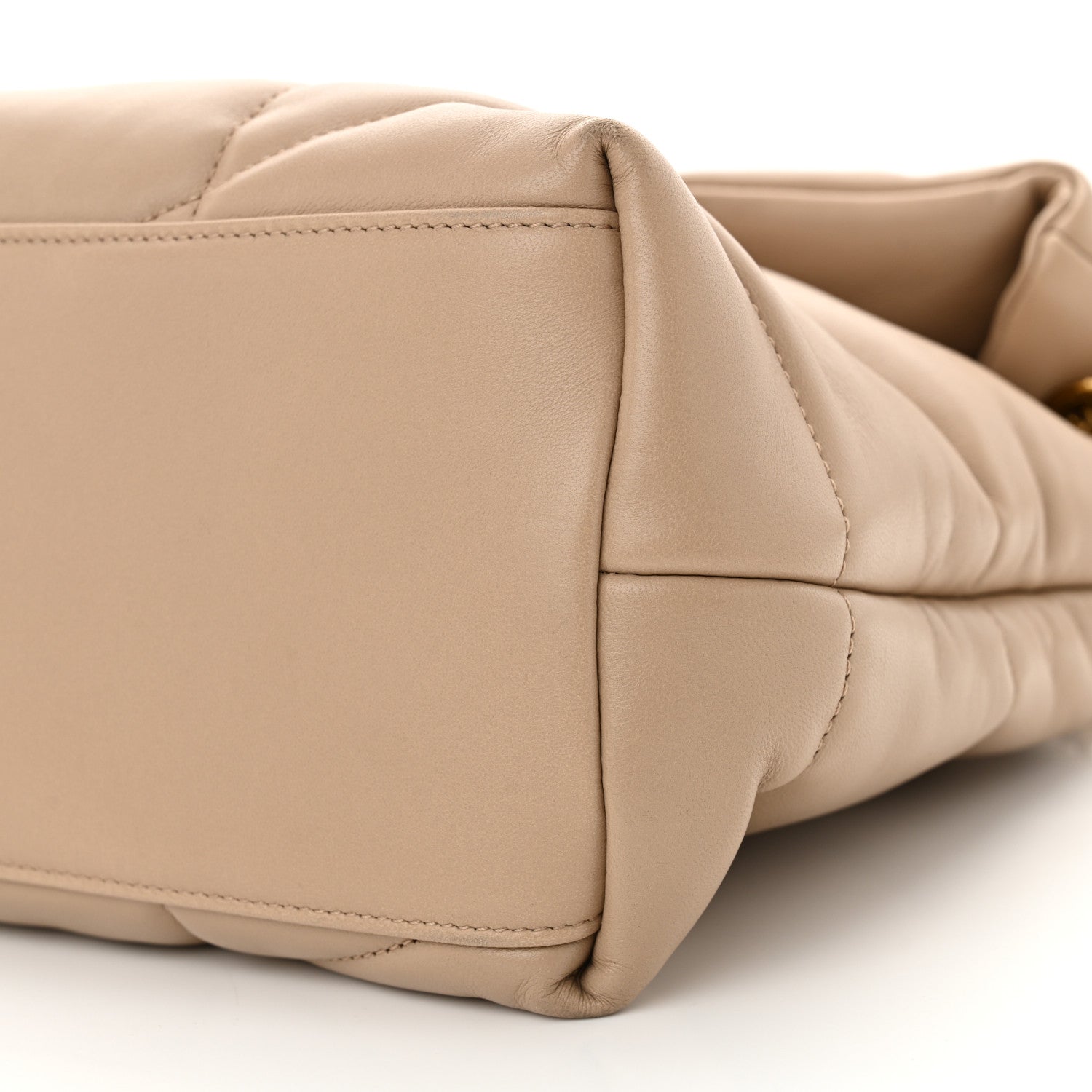 Saint Laurent Lambskin Quilted Medium Loulou Puffer Monogram Chain Satchel Dark Beige 10 of 12