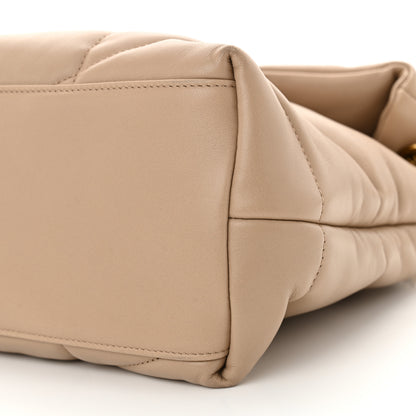 Saint Laurent Lambskin Quilted Medium Loulou Puffer Monogram Chain Satchel Dark Beige 10 of 12