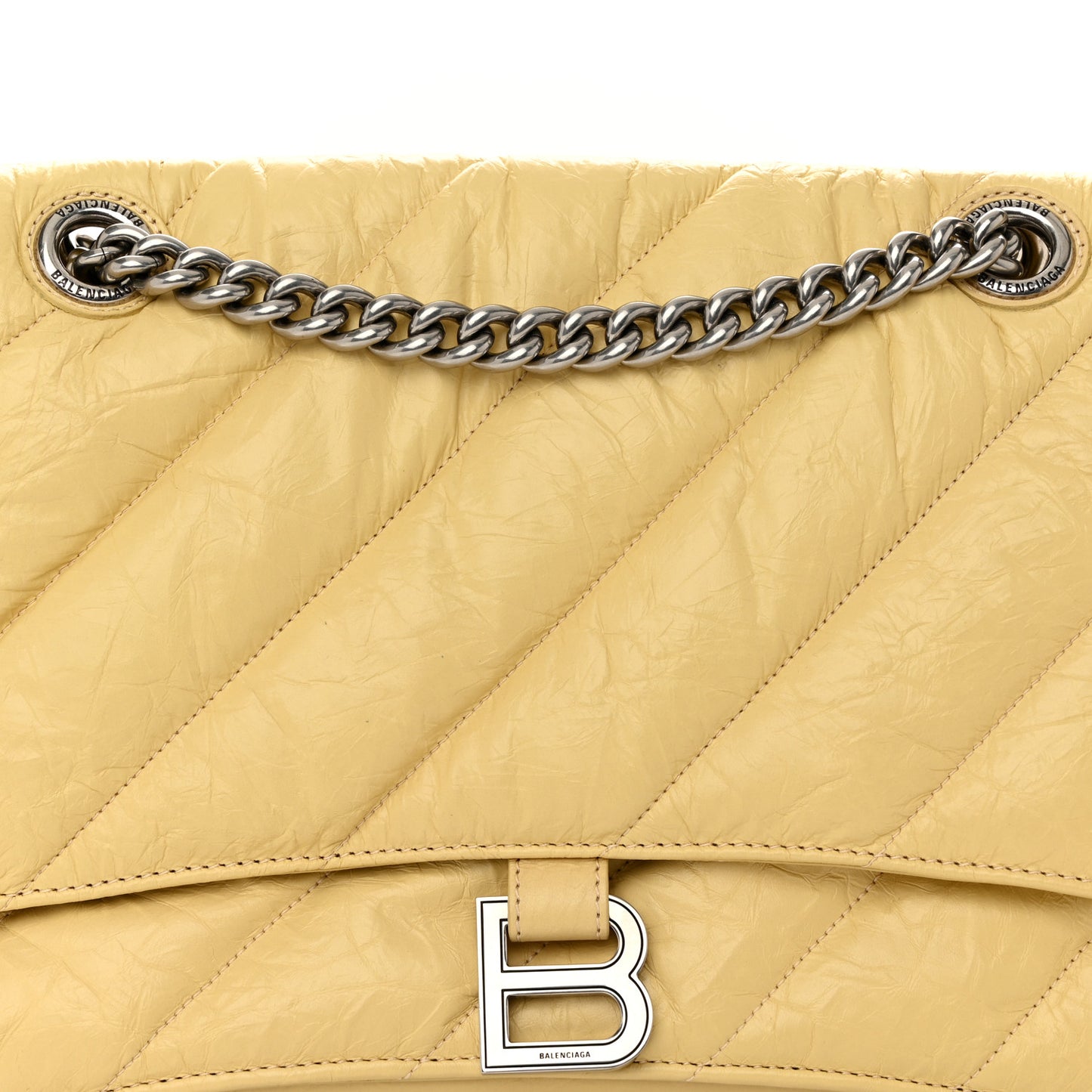 Crushed Calfskin Quilted Medium Crush Chain Bag Butter Yellow