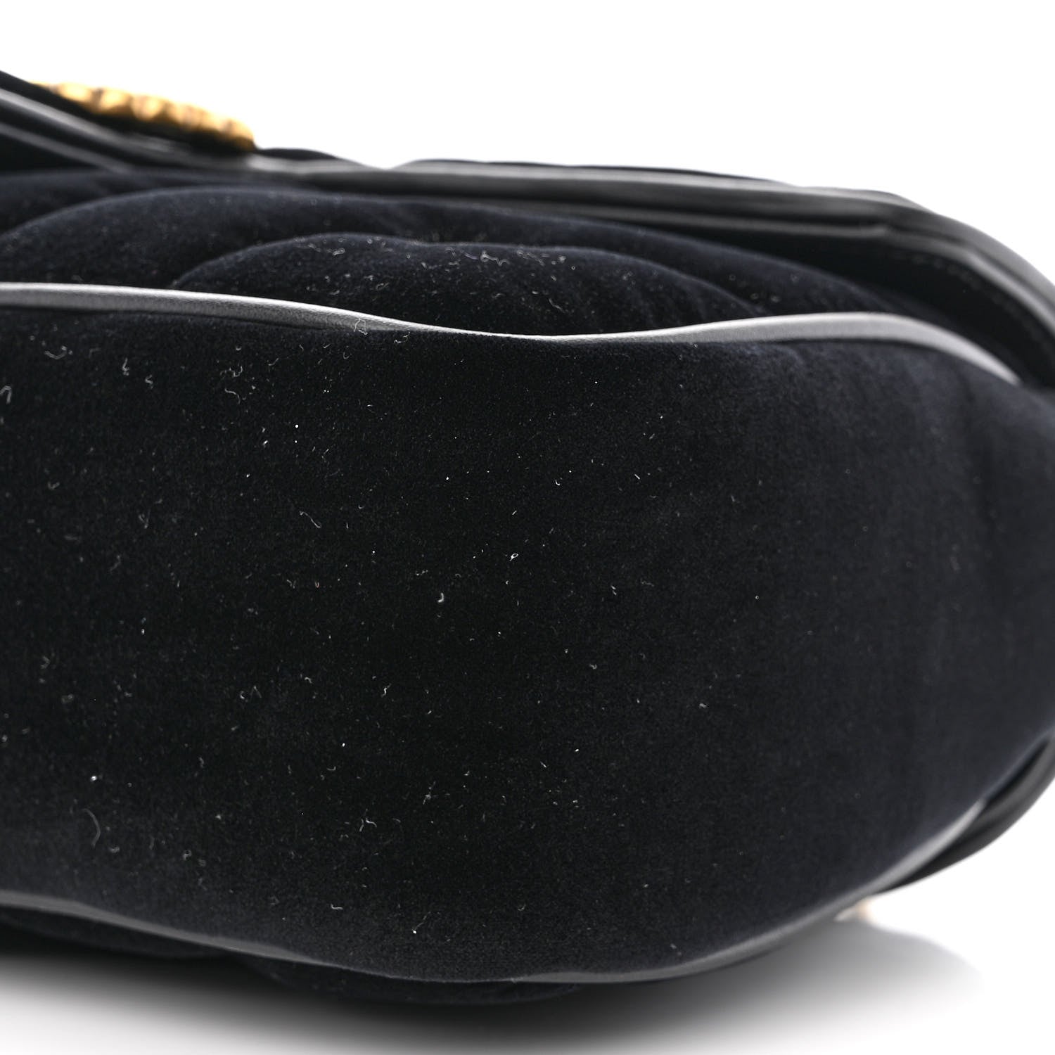 Gucci Velvet Matelasse Double G Studs Small Torchon GG Marmont Shoulder Bag Black 10 of 11