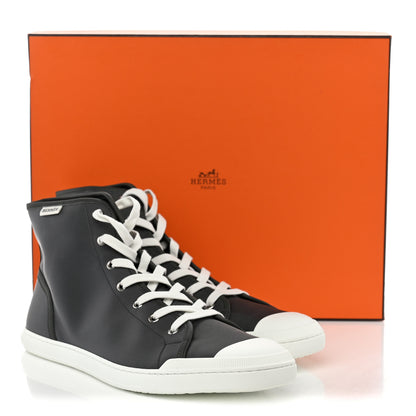 Hermes Nylon Mens Express High Top Sneaker 44 Gris Meyer White 10 of 10