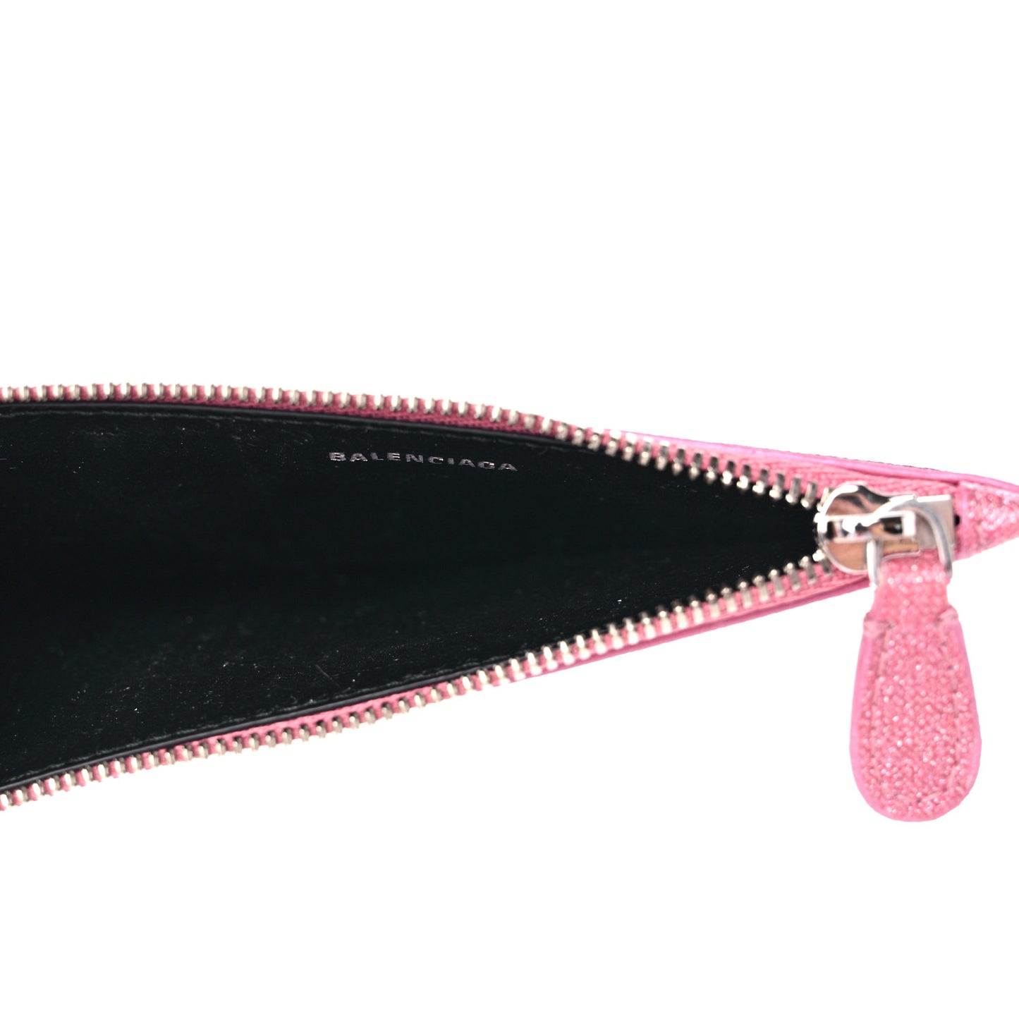 Sparkling Fabric Logo Large Cash Long Coin Card Holder Sweet Pink Black